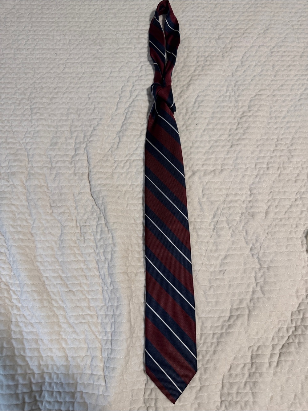 Men's Burgundy and Navy Diagonal Stripe Tie